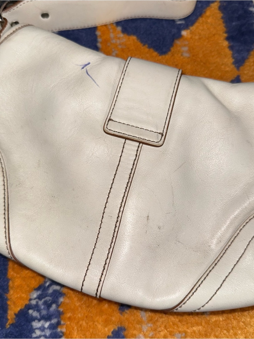 Vintage Y2K 2000s Coach White Mini Soho Leather Shoulder Bag ink stain - Picture 6 of 15